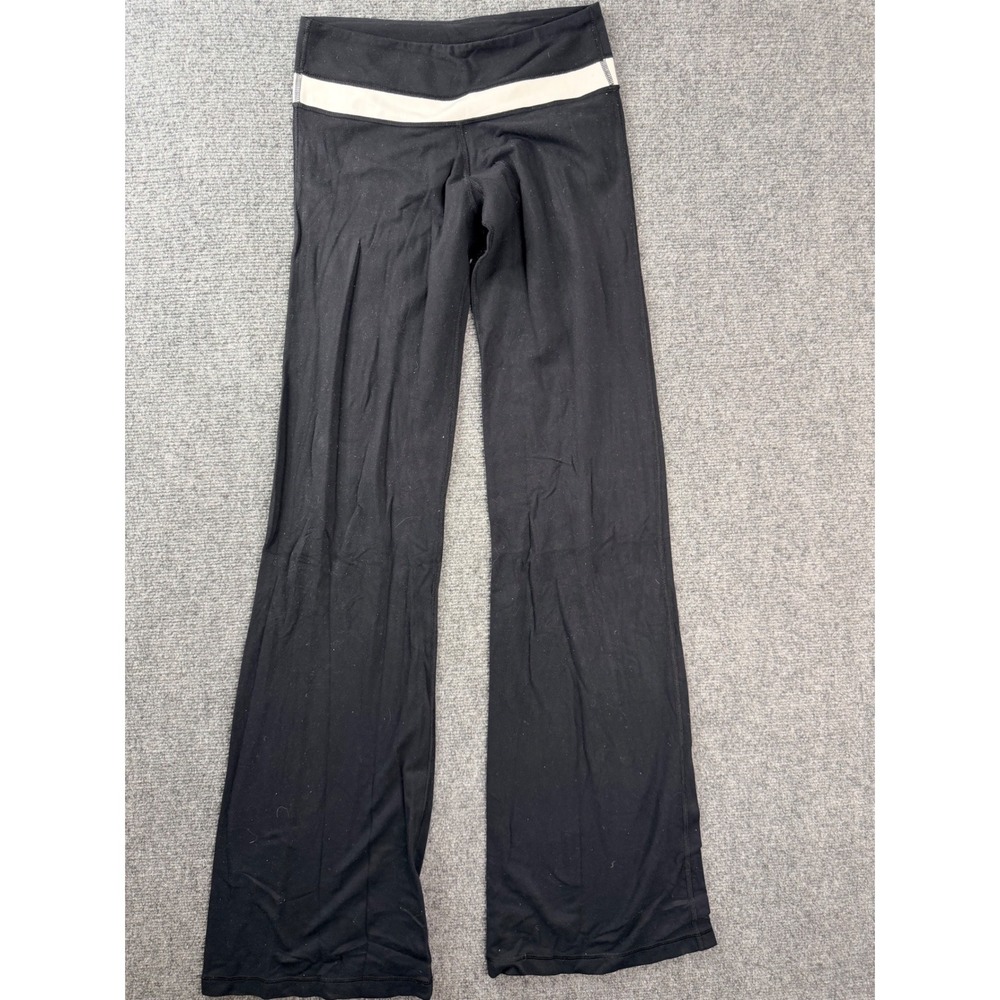 Lululemon Groove Pants Black Cream Waistband Flare Yoga Leggings Womens Size 4